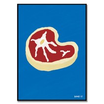 Bon appetit - 어릴때부터 꿈꾼 만화 고기 1 Bond St. 작가 귀여운 식당 카페 인테리어 음식 그림 액자, 매트 실버 알루미늄 프레임