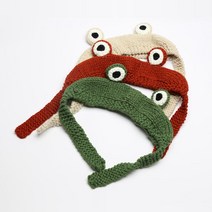 아이케이 겨울 여성용 개구리 니트 귀도리 뜨개질