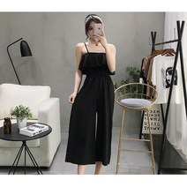 키작녀 여름점프수트 꾸안꾸 나시 와이드팬츠 캐주얼