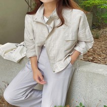 여자 간절기 봄 베이직 루즈핏 린넨 야상 집업 점퍼