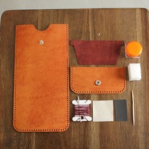 일로레더 심플카드지갑 만들기 가죽공예키트 DIY 이니셜각인, 오르텐시아,와인, Free, 1개
