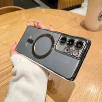 갤럭시 S21 울트라 휴대폰 쉘 마그네틱 Galaxy S21Ultra 보호 커버 전기 도금 투명 s22 + 고급 실리콘 모든 항목을 포함하는 낙하 방지, 삼성 갤럭시 S21, 06.실버