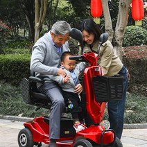 장애인차 장애인 노약자 전동차 전기 4륜차 전동차, 레드 모델 20A 리튬   70마일