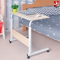JS리빙 소파 사이드 테이블 베드 학생 원목 간이 조립식 보조 책상 탁자 높이 조절 이동식 식탁 침대 거실 노트북 컴퓨터 스터디 카페 다용도 서랍형 협탁 70-94X40X60, 이동식(소파+침대) 높이 70-94cm