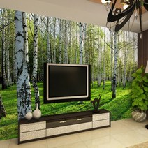 사용자 정의 3D 입체 벽화 벽지 거실 침실 소파 TV 배경 벽지 녹색 자작 나무 숲 사진 벽지, 3d 릴리프, 1㎡, 3D 릴리프