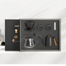 핸드 드립커피 세트 스테인레스 세라믹 브루드 커피 기프트 박스 홈카페, 없음, 2.7pc Black