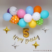 시즌2 아이 생일 파티용품 남아 여아 홈파티 세트 풍선클라우드 (마카롱), 손펌프 추가