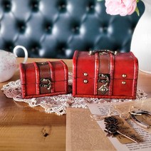 캐리비안 보물상자 다꾸 정리함 주얼리 보관함 빈티지 상자 앤틱 가구 인테리어소품 우드박스 스티커 메모지 마스킹테이프, S+L 세트