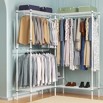 MoNiBloom 독립형 옷장 오거나이저 보관 선반이 있는 걸이용 로드 의류.. 정품보장, White