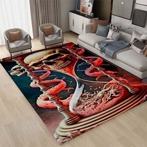 구름쇼파 3D 창의적인 공포 해골 카펫 가족 거실 침실 소파 문짝 매트 장식 카펫 미끄럼 방지 주방 바닥 매트, 48.230cm by 160cm - O