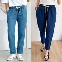 코디제이 여자 W 베이직 청 세미 팬츠