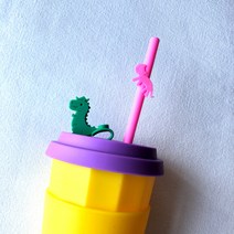 eeeek 실리콘 텀블러 핫컵 콜드컵, 그린(바디)+퍼플(커버), 490ml