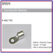 압착단자22mm-10(5개씩판매) 압착터미널 터미널단자 링단자 전선연결단자 22mm-10(모아프라자)동아단자, 5개입