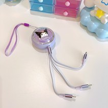 멀티충전케이블 시나모롤 쿠로미 3타입 길이 조절 가능한 USB 케이블허브, 1mcm