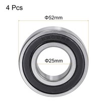 uxcell 6205-2RS 깊은 홈 볼 베어링 25mm 보어 외경 두께 이중 밀봉 크롬강 4개, 03 40x80x18mm