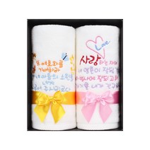 [말씀타올]플라워 성경 메세지 자수 수건 선물세트 2P, 쇼핑백없음, 고급케이스+리본