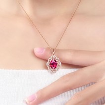 여성 패션목걸이 로즈 골드 루비 보석 쥬얼리지르콘 기질 세련된 도금 18K