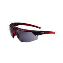 UVEX by Honeywell 아바타 보안경 블루 프레임 투명 렌즈 및 하이드로쉴드 김서림 방지 코팅 포함(S2870HS), Red Frame, Gray Lens HydroShield Anti-Fo
