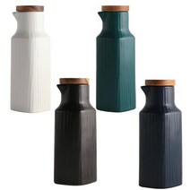 내추럴 우드뚜껑 도자기 간장병 꿀소분 스튜디오 스타일링 보틀, 1개, 매트 화이트