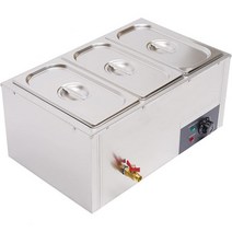 3-Pan 7L 상업용 전기 뷔페 푸드 워머 조리대 스팀기 스테인리스 스틸 베인 마리 장비 110V 850W, 3 Pan