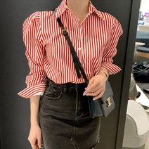 퍼니걸스 1689 데일리 스트라이프 퍼프 긴팔 셔츠 여성의류