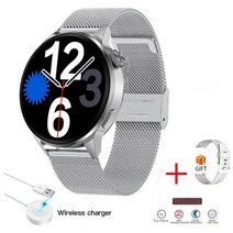 2022 새로운 NFC 스마트 워치 남자 블루투스 통화 스포츠 GPS 트랙, 실버 메쉬 벨트_중국