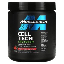 머슬테크 Cell Tech CREACTOR 크레아틴 HCl 및 유리산 함유 프루트 펀치 익스트림 맛 269g(9.51oz) 헬스 벌크업보충제 운동전부스터