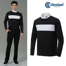 클리브랜드골프 클리브랜드골프 가로 배색 기모안감 남성 하이넥 긴팔티셔츠/골프웨어