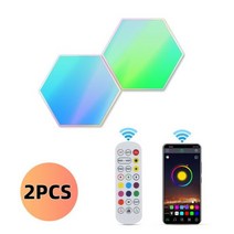 벽조명 램프 갤러리 인테리어 외벽 조명등 LED 육각 스마트 앱 및 원격 제어 패널 음악, 01 2PCS