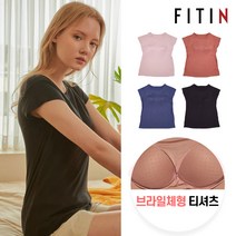 [피트인] 인견 노브라 캡소매반팔티셔츠(브라일체형)