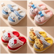 다나에 산리오 시나모롤 쿠로미 폼폼푸린 헬로키티 마이멜로디미끄럼방지 아동 털실내화 겨울슬리퍼 거실실내화 인형