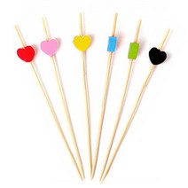 하트 대나무 과일꼬지 100p (수제햄버거 샌드위치 떡꼬치 과일꽂이 디저트 산적 요지 이쑤시개), 그린