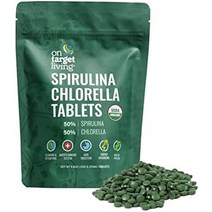 대상 생활 유기농 스피루리나 클로렐라에 | usda 유기농 | 1000정- 250g(8.8oz) | 채식주의자 | 면역 체계 강화 | 알칼리화 | 영양 밀도 | 해독 | 단백질 밀, 1000정
