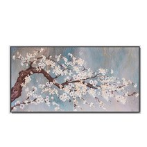 지폐저금통 인테리어저금통 돼지 흰색 연꽃 캔버스 손으로 그린 유화 추상 질감 그림 풍경 식물 잎 벽 예술, 162.120x240cm No Frame  G