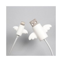 케이블 보호캡 천사 악마 날개 USB 충전기 단선방지, 블랙CJ000716