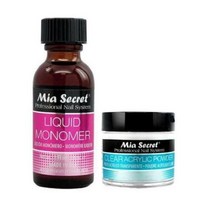 전문가용 네일 시스템 클리어 아크릴 파우더 액상 모노머 세트 미아 시크릿, 1 oz Powder + 1 oz Monomer