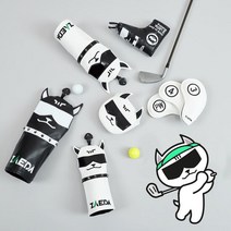 골때리는 프렌치 불독 골프채 커버 풀세트 골프클럽 드라이버, 색상:화이트