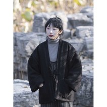 가을 겨울 여성 코트 직조 질감 트위드 일본식 면 재킷