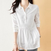 패션시그널 펀칭패턴 셔츠 롱 블라우스