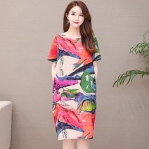 플라워원피스패션 작은 키 스타일리쉬 프린팅 마소재 린넨 마원피스 여성 귀함 부인 슬림핏 치마의 물결 2094164971