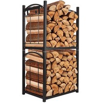 장작거치대 캠핑 받침대 차박 땔감 정리대 보관함 선반 커버, 검은색 2층