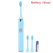 3 개의 교체용 소닉 진동 소프트 브러시 헤드 전동 칫솔 방수 충전식/배터리, [01] battery(blue)