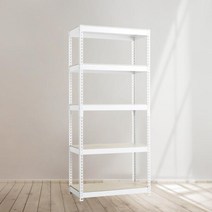 스피드랙 무볼트 조립식 앵글 철제 선반 5단 1500 x 900 x 2100, 화이트, 12mm 강화 MDF 보드