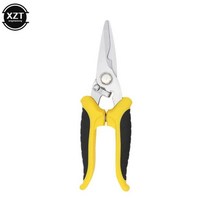 전문가용 스테인리스 스틸 전기기사 가위 멀티 수동 가위 그루브 커팅 와이어 및 얇은 강판 수공구, YELLOW, 7 inch