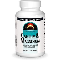 미국직구 소스 네츄럴 칼슘 및 마그네슘 식이 서플먼트 - 비타민 D-3가 포함 아미노산 킬레이트 - 100정, 수량, 상세참조