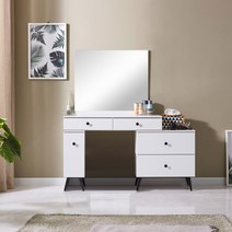 퍼니아트 엘리나 1000 확장형 수납 화장대 세트 거울포함, 올화이트, 화장대(우)