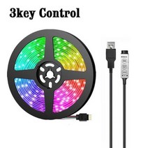 음악 동기화 LED 스트립 조명 적외선 블루투스 컨트롤러 발광 TV 백라이트 거실용 RGB 5050 리본, 03 3key control_02 1m