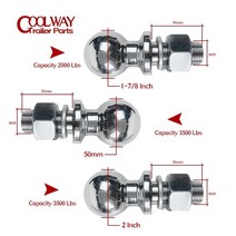 가로바 1-78 2 인치 50mm 트레일러 히치 견인 볼 M19 Shank Dia 용량 3500 파운드 연결 부품 RV 캠핑 캐러, 01 1 7 8 Inch (M19), 1개