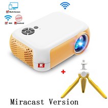 미니 빔프로젝터 Salange-A10 Led 프로젝터 1080P 지원 휴대용 영화 유선 거울 폰 홈 시네마 HDMI 호환, [06] Y Miracast Tripod, [02] 미국 플매트 카펫 러그