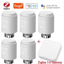 TRV Tuya 라디에이터 액추에이터 밸브 스마트 프로그래밍 가능 온도 조절기 히터 제어 알렉사 구글 홈 음성, 5 pcs with gateway, CHINA